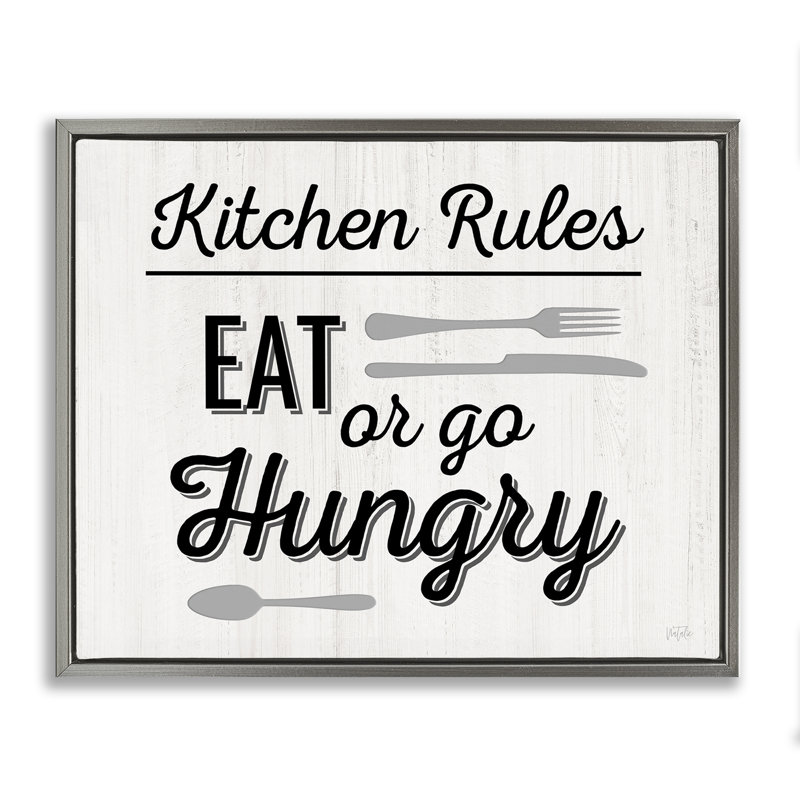 "Kitchen Rules or Go affamé", art mural sur toile flottante par Natalie Carpentieri, H 25 po x l 31 po