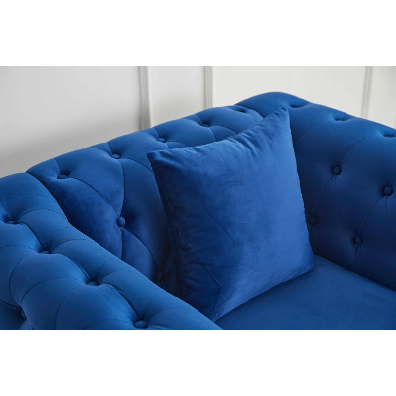  Fauteuil rembourré avec pieds en métal, Bleu
