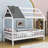 Calio Twin Size Wooden House Daybed with Roof and Fence-2060070827