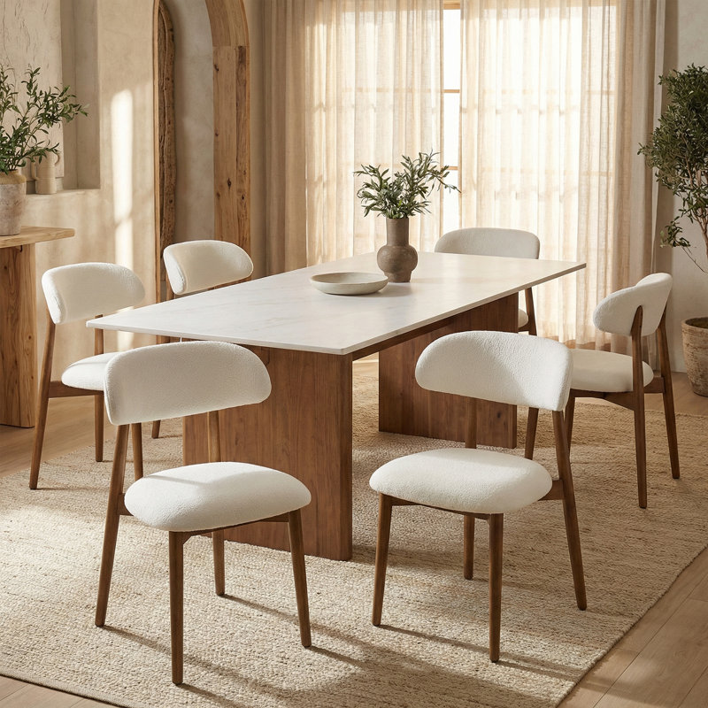 Chaise d'appoint rembourrée en bois massif, Beige