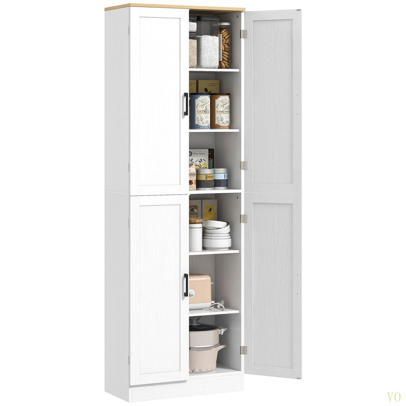 Garde-manger autoportant 67 po, armoire de rangement 4 portes avec tablettes réglables, armoire de cuisine avec portes et tablettes