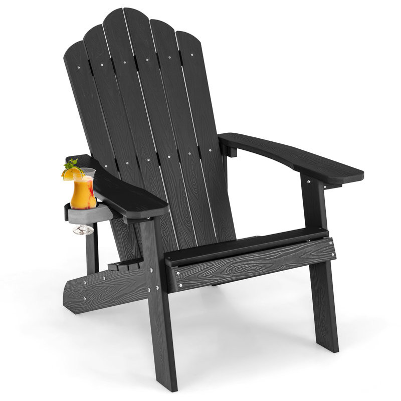 Braziel Foldable Outdoor Adirondack Chair, Black