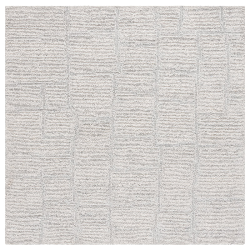 Eldee Hand Tufted Pet Yarn/Wool Rug in Light Gray/Light Grey, Square 6'