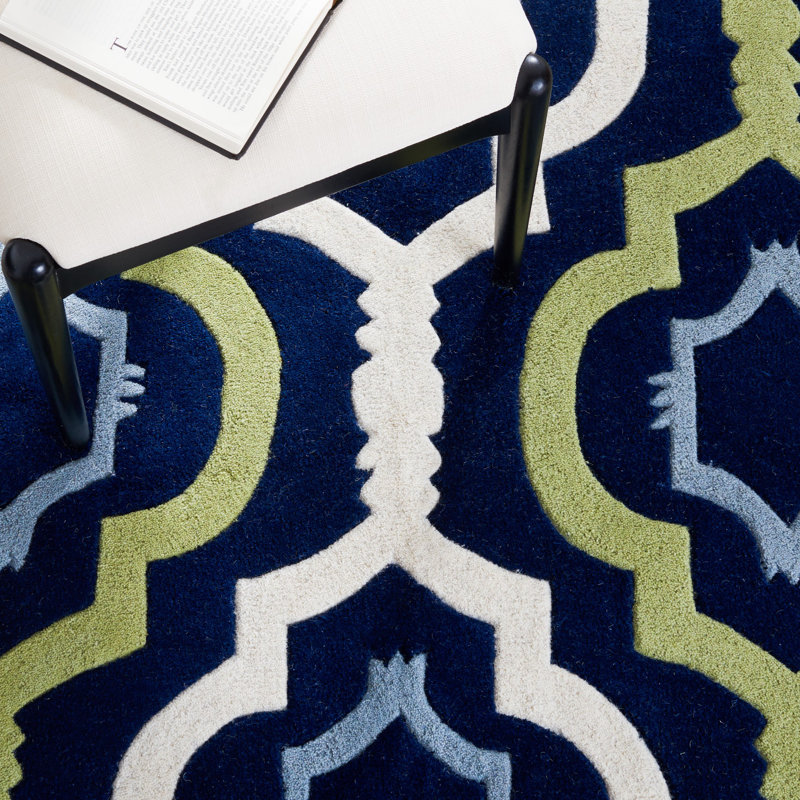 Carolene Hand Tufted Wool Geometric Rug, Round 7'