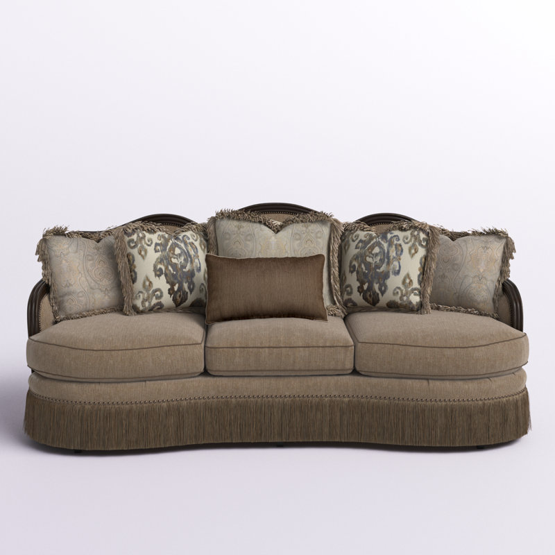 Giovanna Upholstered 95'' Sofa, Azure Velet, Brown