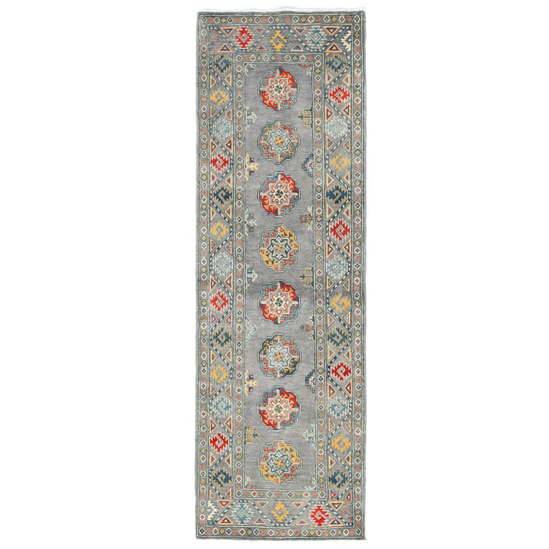 Tapis de couloir oriental gris 3 x 8 Kazak