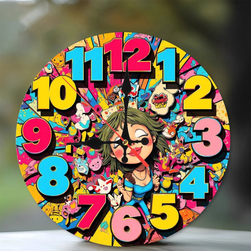 Colourful Cartoon Wall Clock with Kidfriendly Design