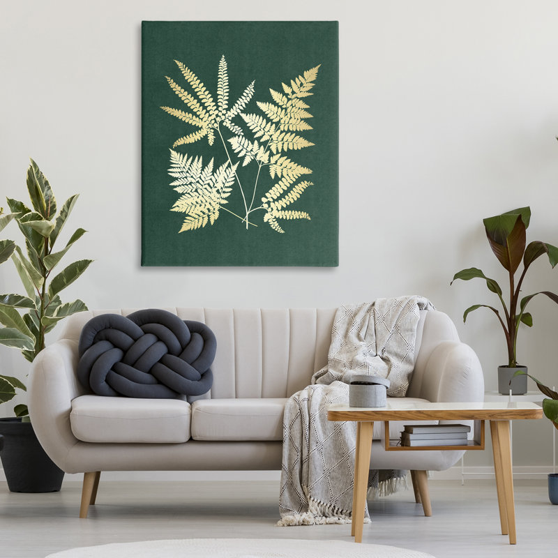 Art mural sur toile feuilles de fougère dorées par JJ Design House LLC, H 48 po x l 36 po
