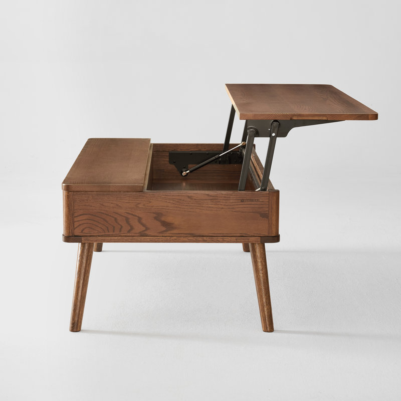 Table basse avec rangement en chêne massif 47 po MCM, L 47,3 po x l 23,6 po, Chêne brun