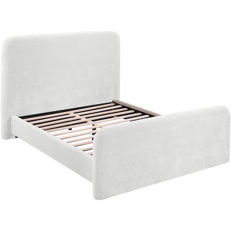 Fira Daliah Chenille Fabric Upholstered Bed, Cream Chenille Fabric, King