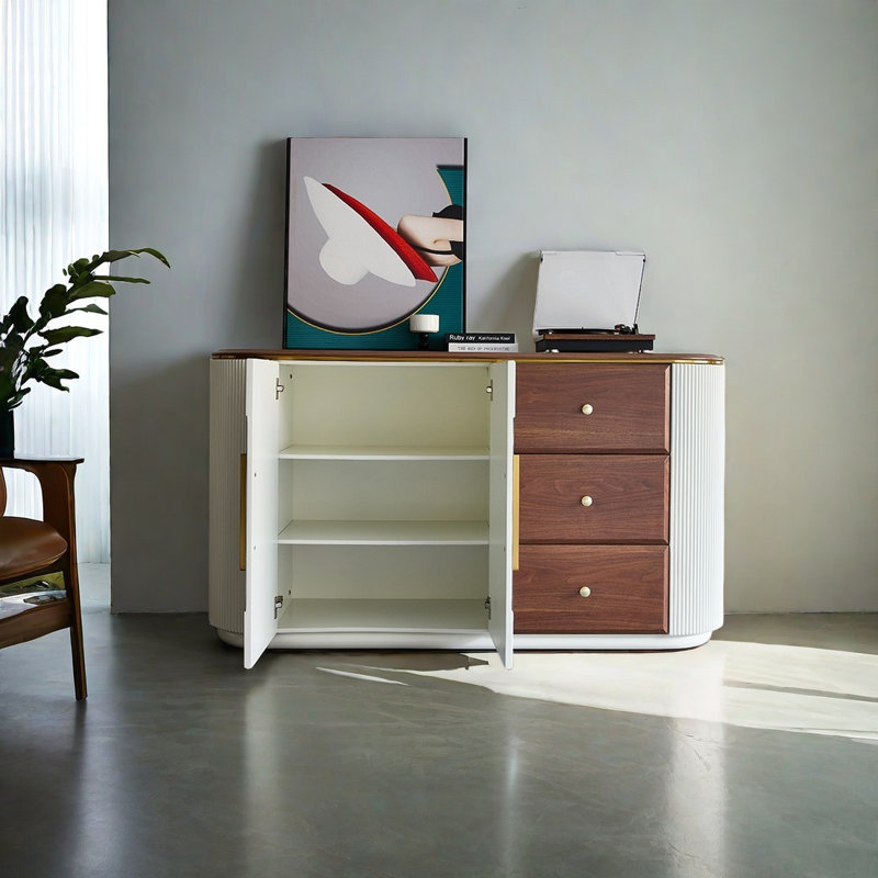 Geometric Two-Door Storage Accent Cabinet