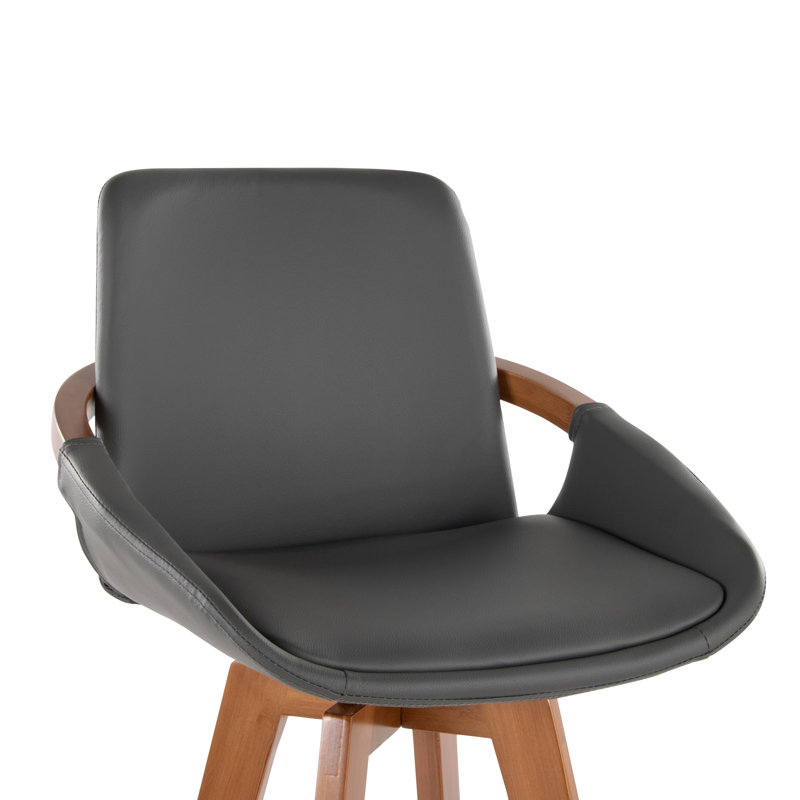 Tabouret pivotant Whitacre, Tabouret de bar (siège d'une hauteur de 29 po), Similicuir gris foncé