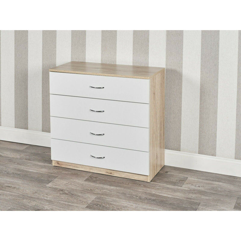 Keeton 75 cm W Chest of 4 Drawers, Oak/White