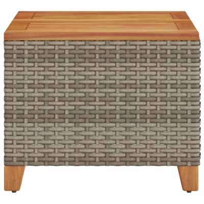 Dakota Fields Patio Table 7.7"X17.7"X14.6" Poly Rattan Acacia Wood by Dakota Fields