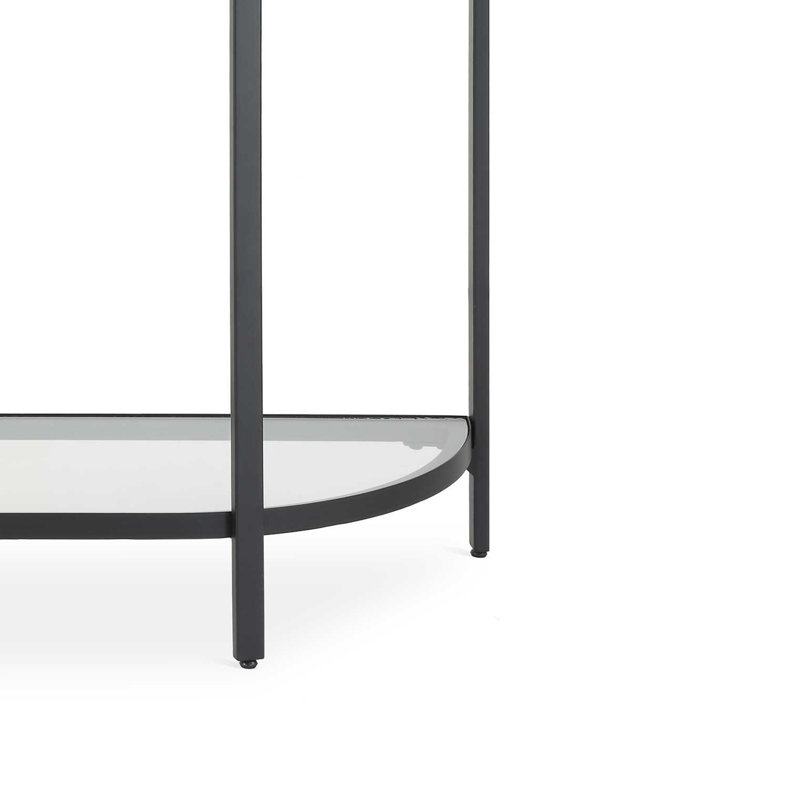 Console Nizy, plateau en verre 36 po, 1 tablette ouverte, fer noir