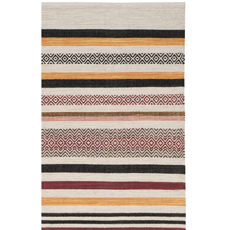 Estepp Hand Woven Cotton Striped Rug, Rectangle 3' x 5'