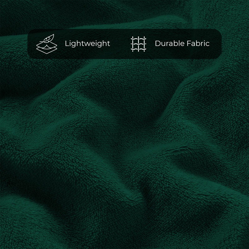 Faux Fur Reversible Fleece Throw Blanket – Soft & Cozy, Green Emerald, Double (4'6)