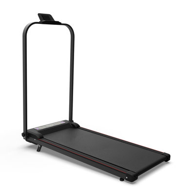 Tapis roulant pliable avec guidon et inclinaison, tapis de marche sous le bureau 2 en 1 et coussin vibrant avec télécommande pour petits espaces de bureau à domicile, noir