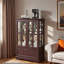 Vitrine avec bande lumineuse RVB en couleur, tablettes en verre réglables en hauteur et tiroir rabattable-658712901