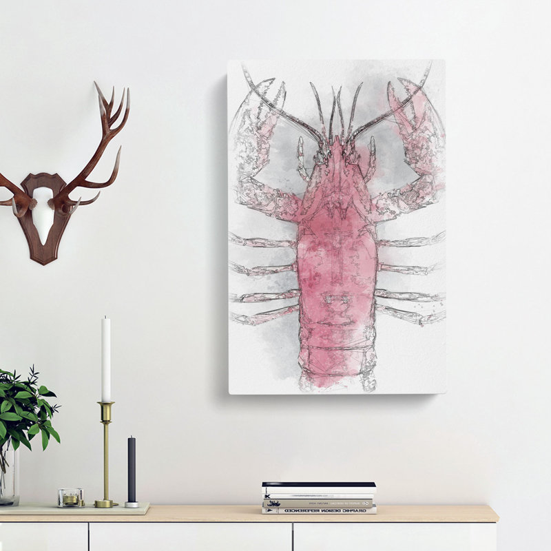 The Pink Lobster - Wrapped Canvas Print, 76cm H x 50cm W x 3cm D