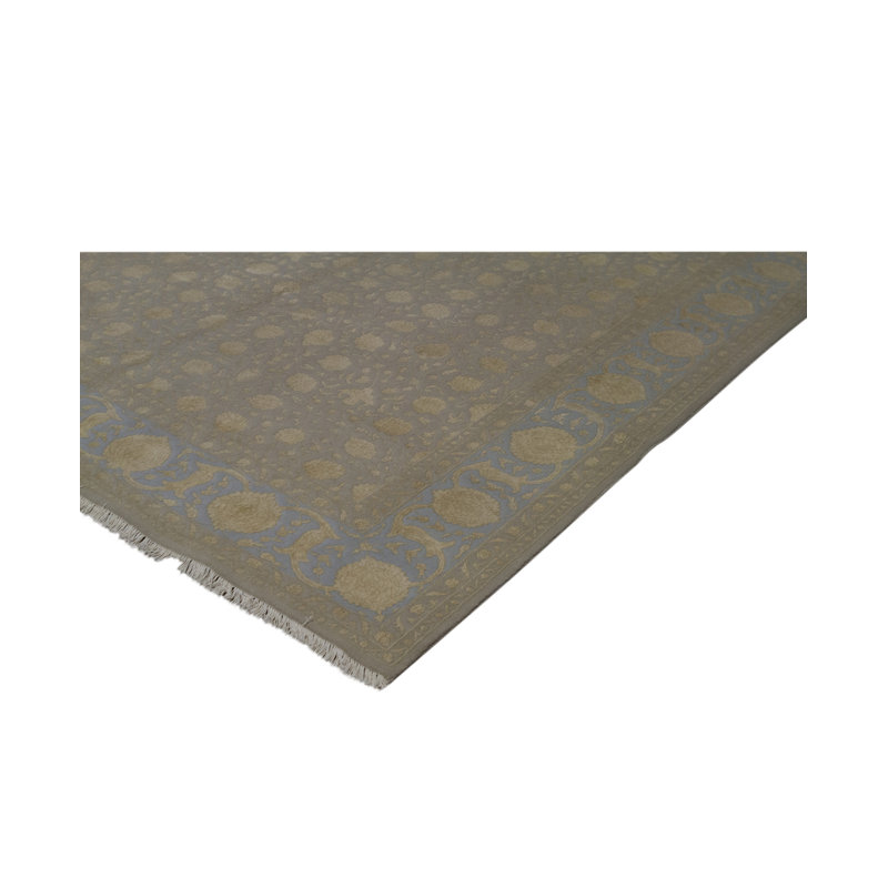 Tapis oriental gris / beige en coton / viscose noué à la main Nirvana