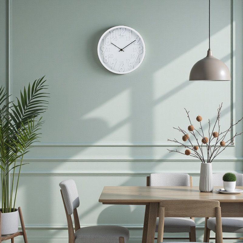 Selora Round Juvenile White Face White Frame Contemporary Modern 12" Wall Clock