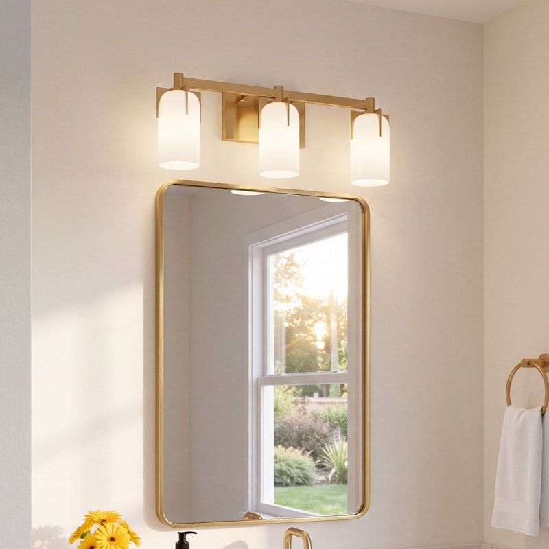 Irela 3-Light Vanity Light in Brass, Brass, 8.5" H x 24" W x 24" D, 3 Lights