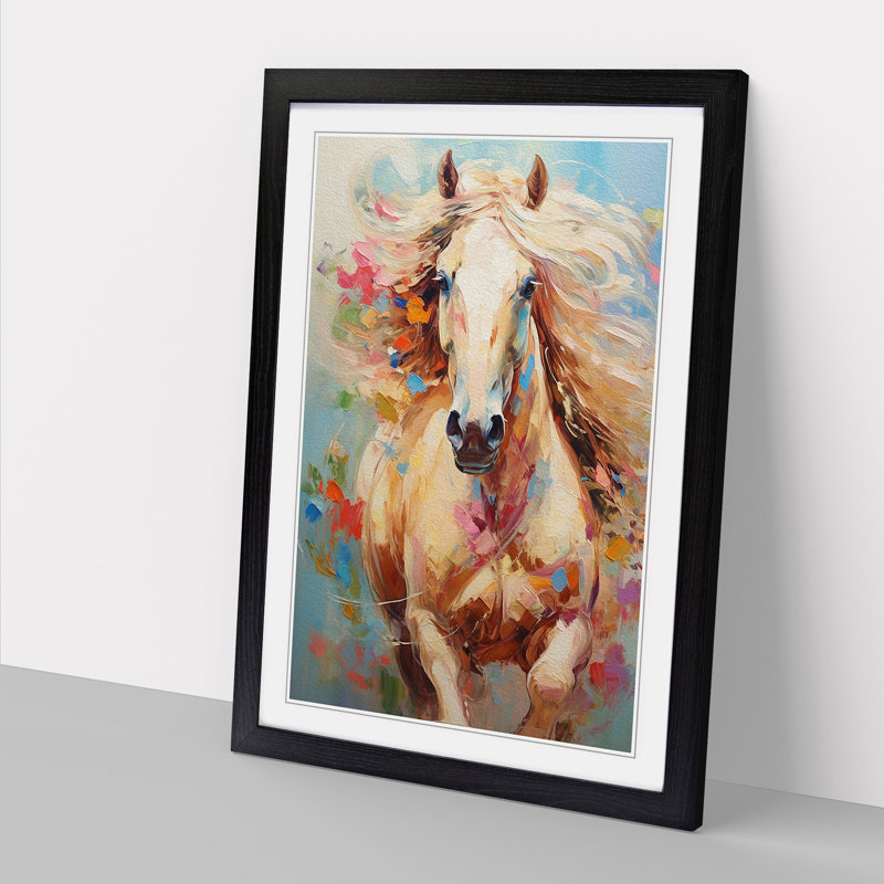 Pony Impressionism No.2 - Single Picture Frame Print on Wood, Black Framed, 46cm H x 34cm W x 2cm D