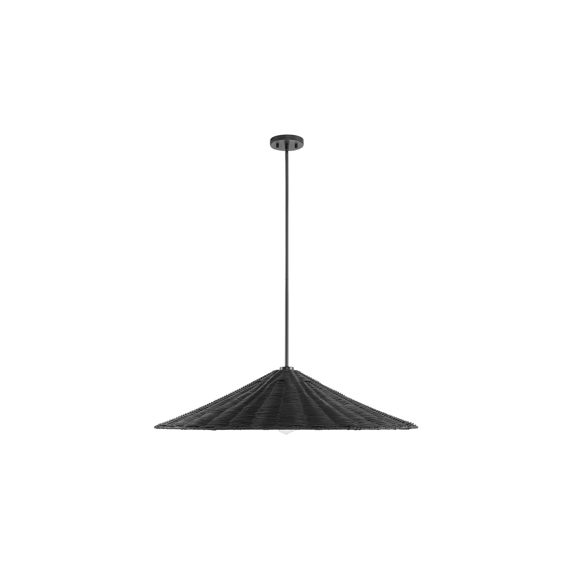 Lilliana Single Light Natural Rattan Pendant, Matte Black, 8" H x 35" W x 35" D