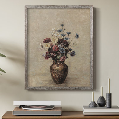 Reproduction florale vintage avec encadrement ccclv - bois massif