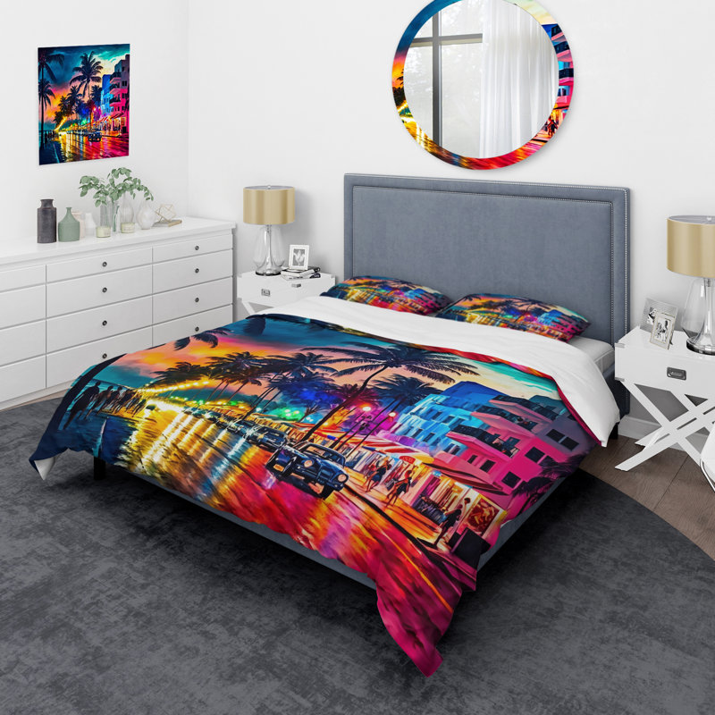 Ensemble de housse de couette en microfibre / polyester Miami Beach Holidays 3 Architecture
