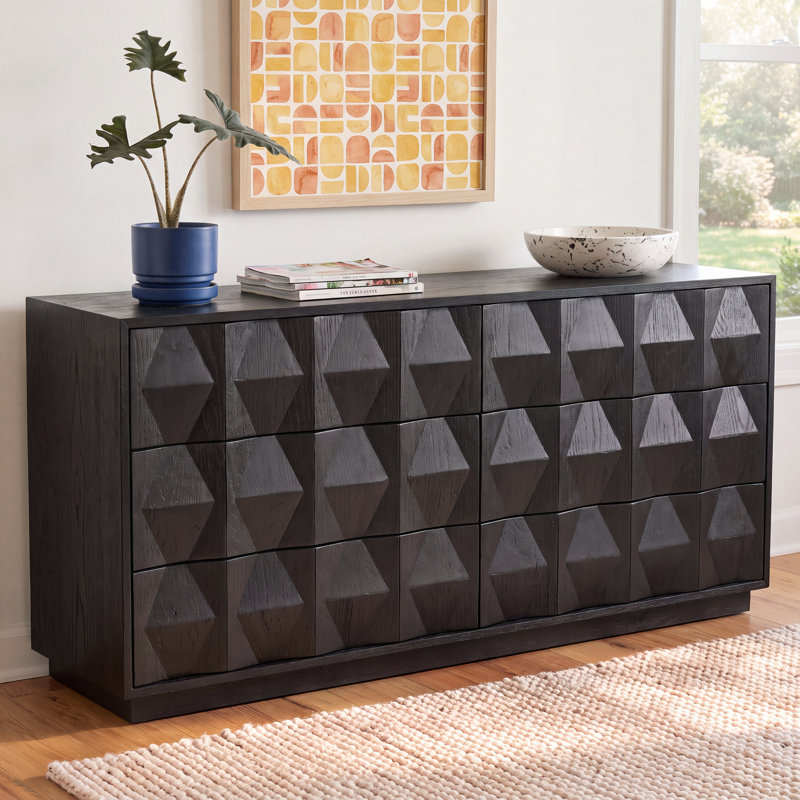 Baylor Wood 6 Drawer Dresser, Black