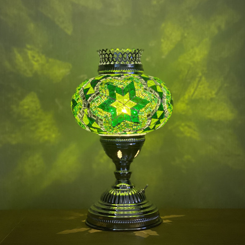 Joseph 36 cm Silver Lava Table Lamp, Green