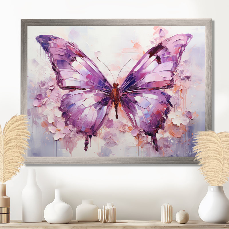 «Purple Animal Amethyst Butterfly Delicate - Butterfly», reproduction sur toile encadrée, H 16 po x l 32 po x P 1 po