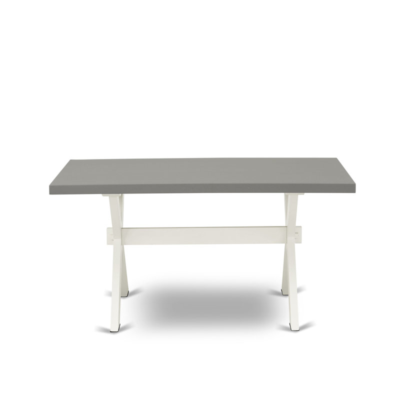 Table de salle à manger X-Style Modern - plateau de table rectangulaire avec pieds élégants, L 60 po x l 36 po, Ciment