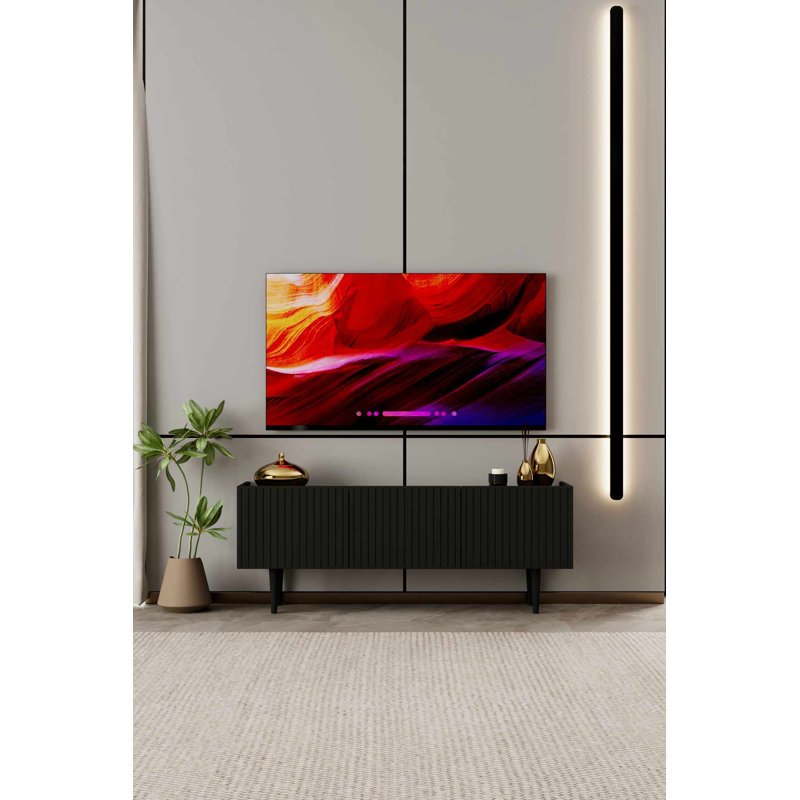 Meuble télé, H 11,42 po x l 55,12 po x P 7,87 po, Noir