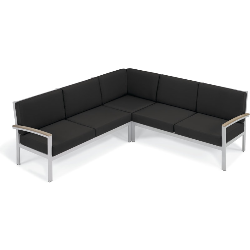 Canapé modulaire de patio avec coussins Travira, Noir de jais