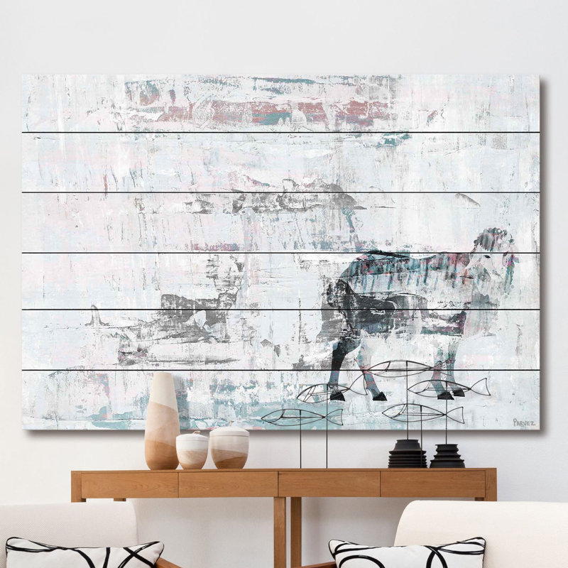 Farmhouse «Snow Ram», reproduction d'art sur bois blanc, H 12 po x l 18 po x P 1,5 po