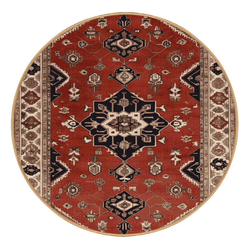 Tapis brun lavable à la machine, Rond 8 pi