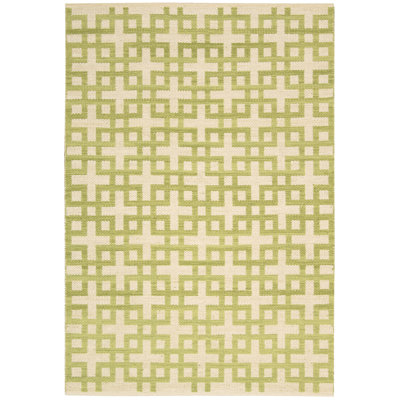 Maze Wool Trellis Area Rug in Moss