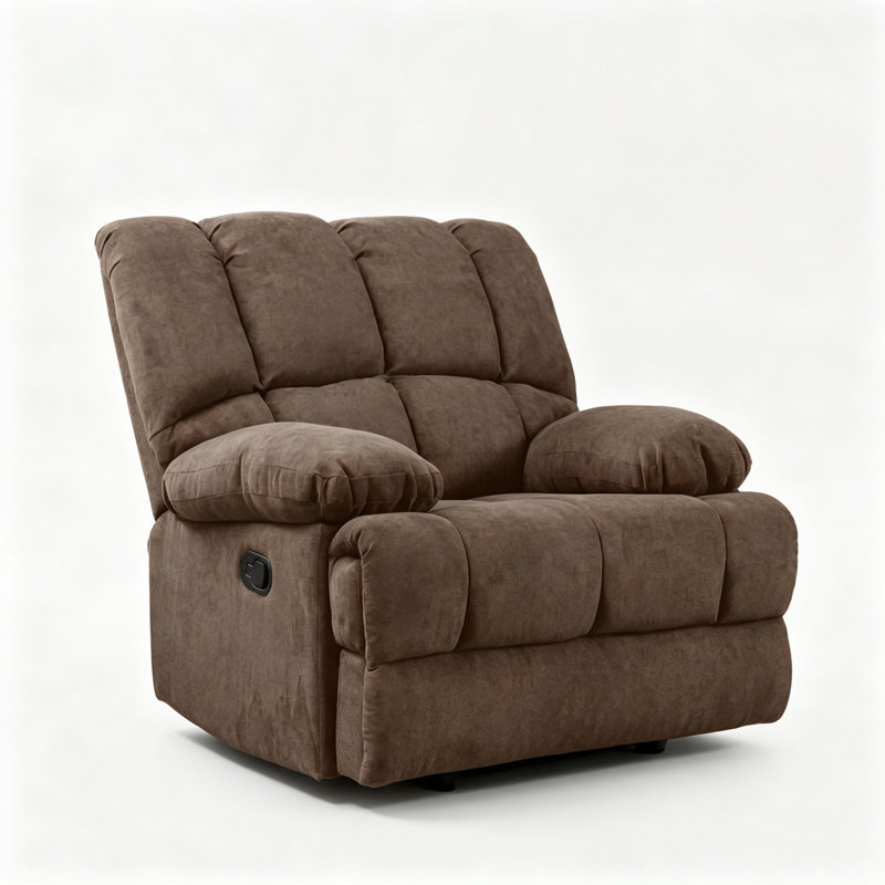 Batholo 42.9" Wide Modern Manual Glider Upholstered Recliner, Brown Polyester