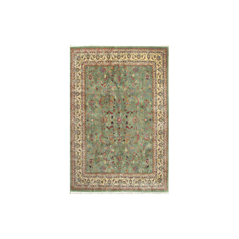 Tapis vert clair / ivoire Ella-May M054 Kashan, 4 pi x 6 pi