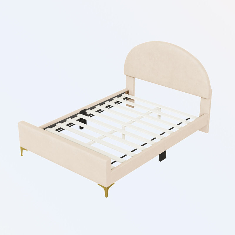 Lit plateforme tapissier Vidyu, Beige, Simple