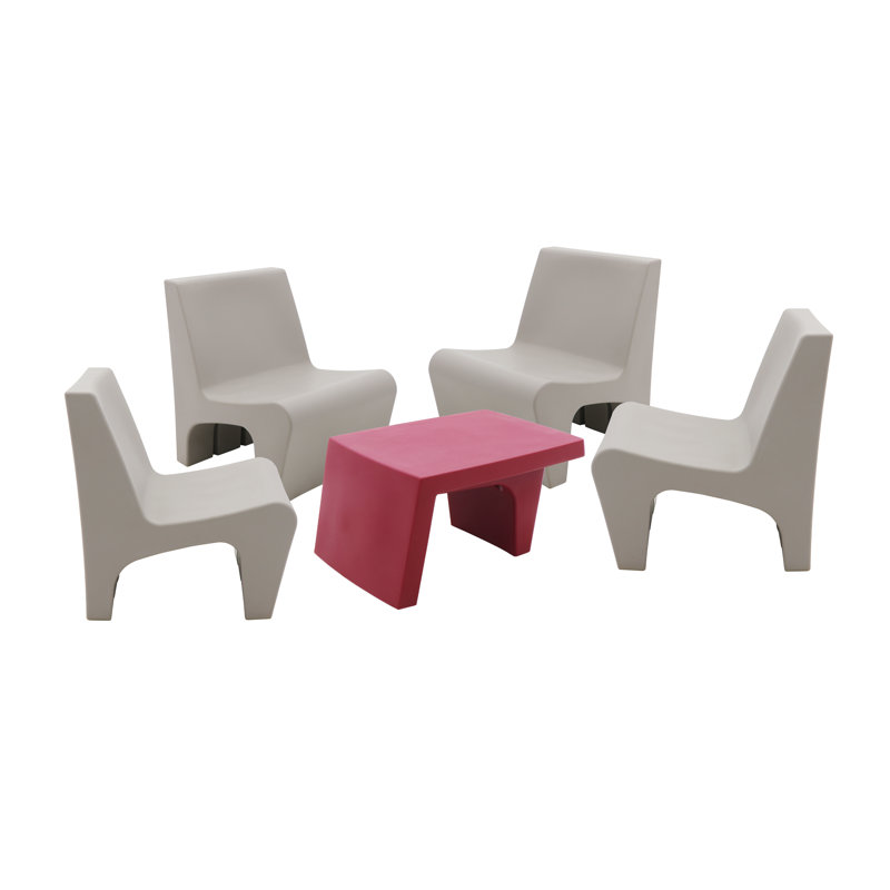 Tramontina Berta 5 Pcs. Polyethylene Lounge Set, Burgundy, Grey