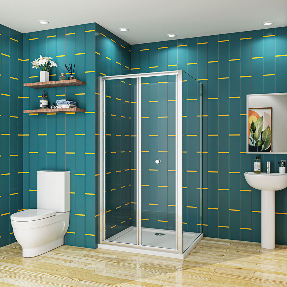 Glenfield 700x1900mm Framed Bifold Shower Door+700x1900mm Side Panel