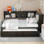 Lit de jour en métal avec couchette, armoires de rangement et ports USB, noir-988051499