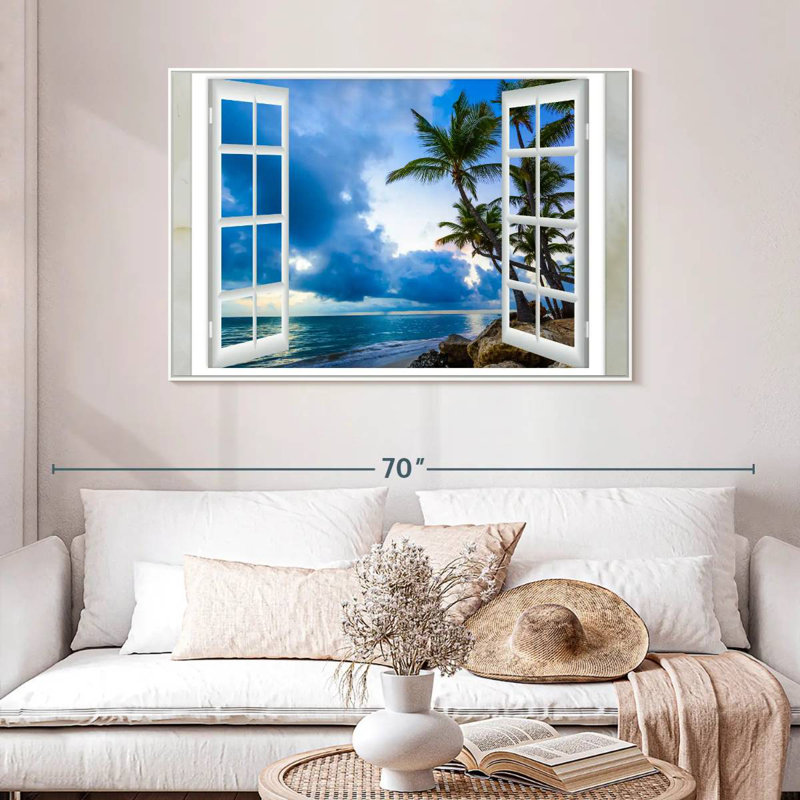 Fenêtre sur le Yordanov, 46 po x 31 po, Cadre flottant blanc