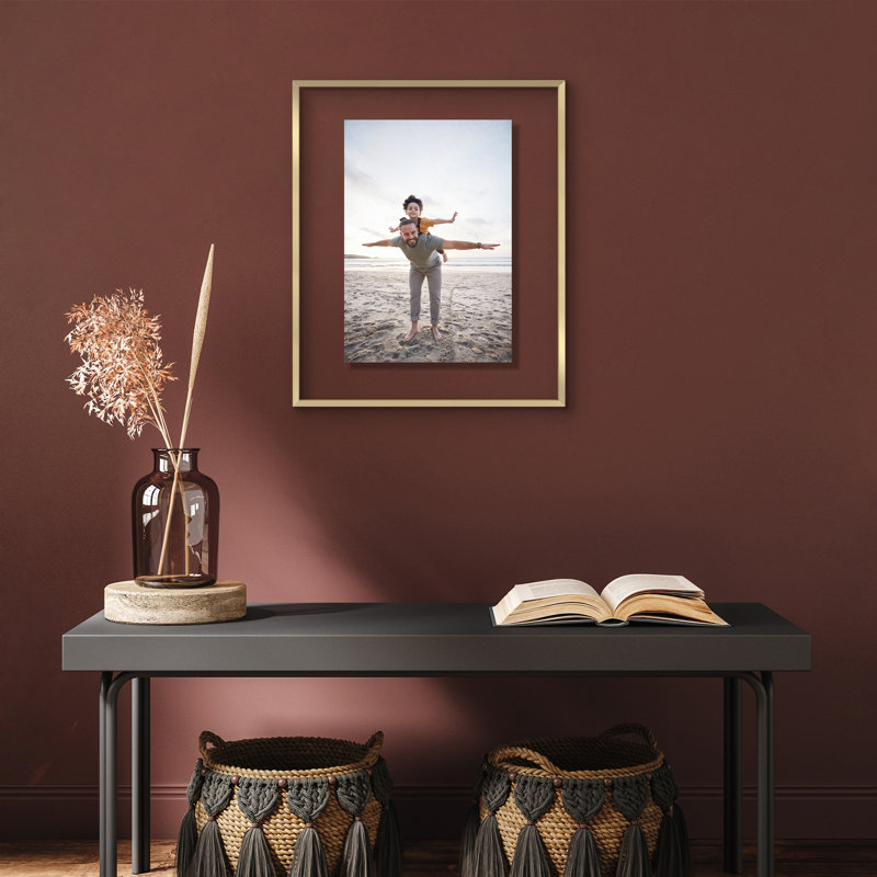 Wakas Sleek Aluminum Floating Picture Frame, Gold, 16" x 20"