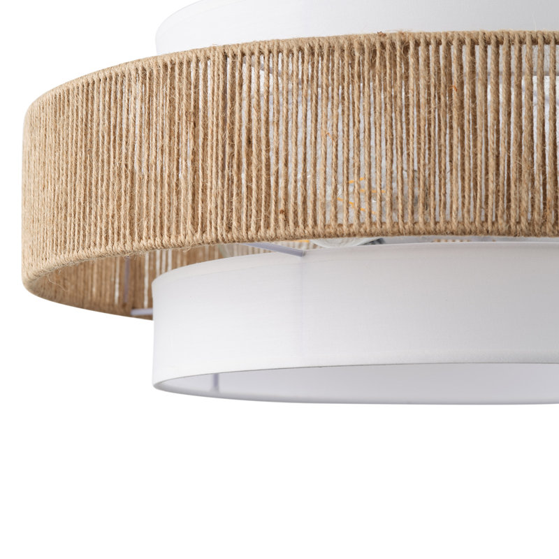 Luminaire suspendu à 4 ampoules avec couvercle en tissu de fer blanc mat à intensité variable