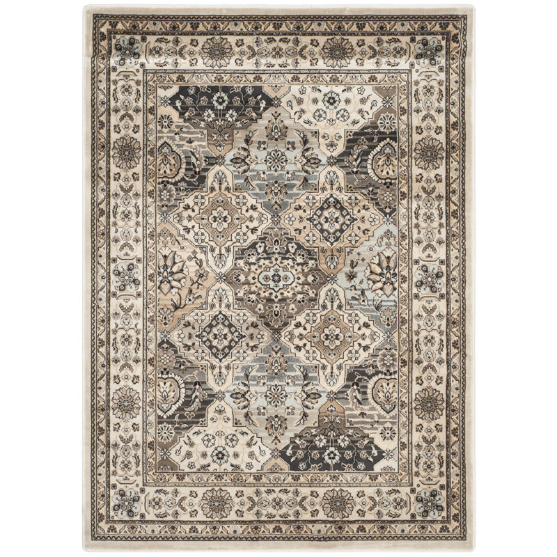 Petronella Viscose Oriental Rug in Ivory, Rectangle 8' x 11'2"